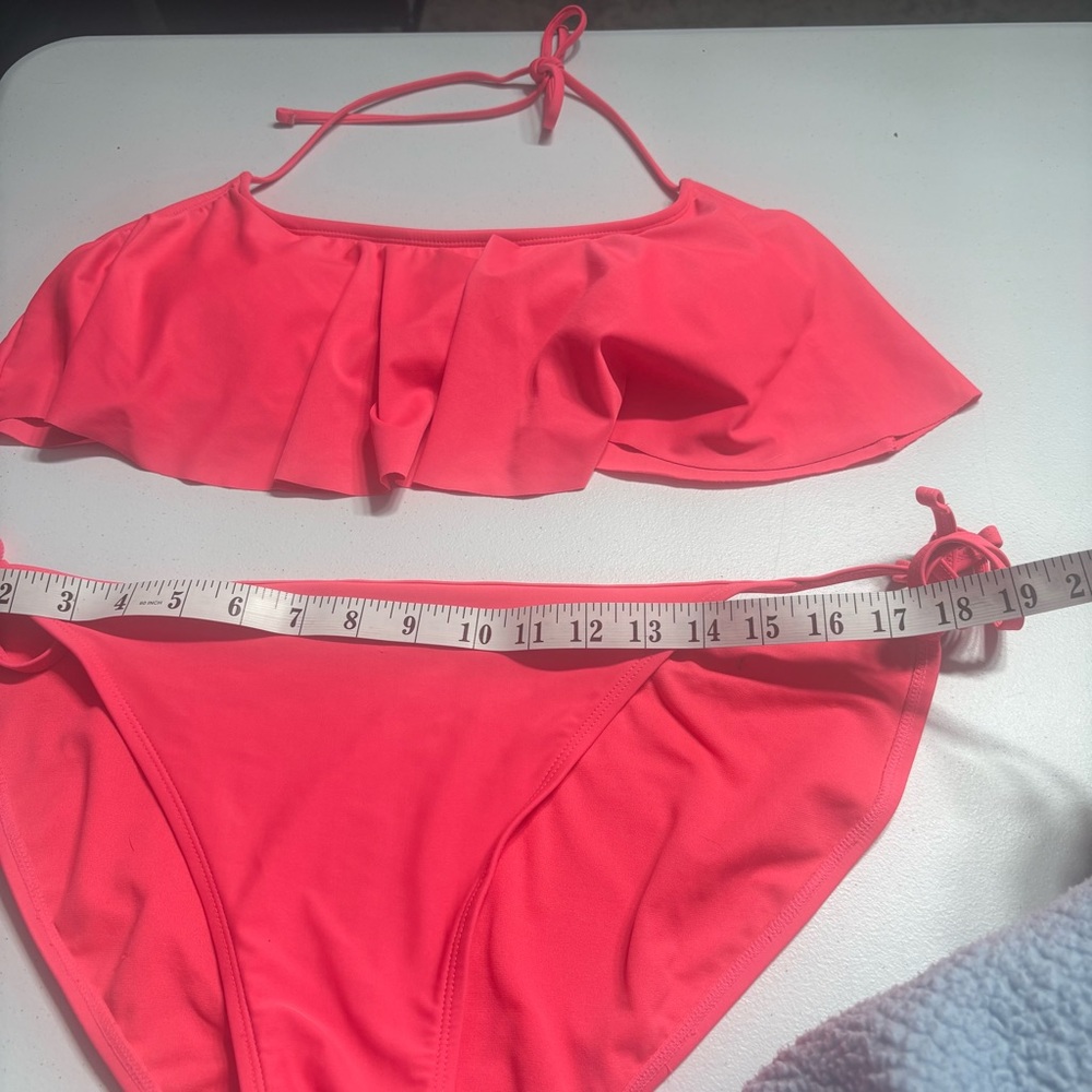 George Pink Ruffle Flounce Bikini Set Size XL Two Piece Swimsuit Beach Vacation
